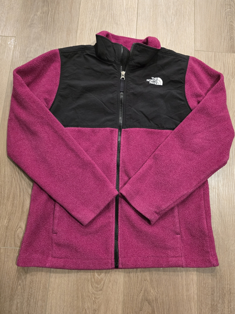 The North Face Girls Youth Large Magenta Pink Black Full Zip Fleece Jacket